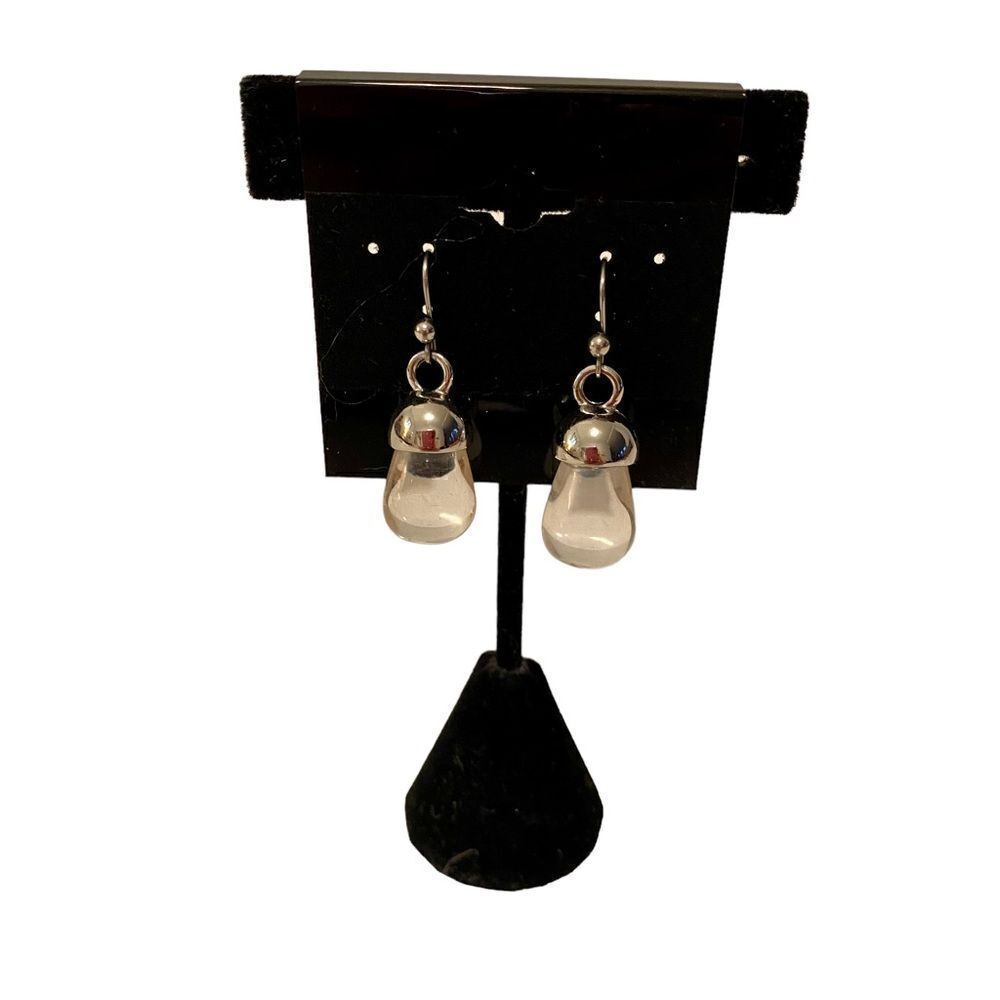 Vintage Lucite & Silver Toned Drop Earrings.